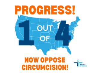 USA map - 1 in 4 Americans say circumcision is wrong